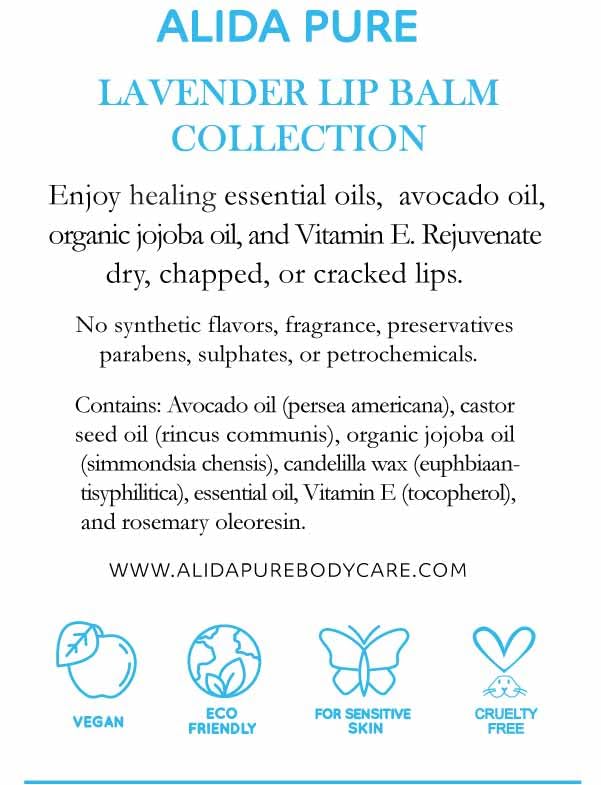 Lavender Lip Balm, Cruelty Free, Vegan Lip Balm Set, Beeswax Free, with Avocado Oil, Organic Jojoba Oil, and Vitamin E, Natural Moisturizer for Dry, Chapped, or Cracked Lips, 3 Tube Set-VivaGrace Women