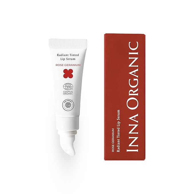 INNA ORGANIC Tinted Lip Serum, Moisturizing, Healing, Light Rosy color, 100% vegan, EWG & COSMOS Certified| Rose Geranium Essential Oils Infused Skincare | Luxury Clean Beauty-VivaGrace Women