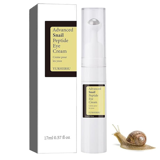 Snail Peptide Eye Cream Non-Sticky Snail Mucin Eye Care Hydrating Essence with 360° Massage Ball for Reducing Dark Circles/Puffiness/Fine Lines, Moisturizing, Firming, Adding Skin Elasticity-VivaGrace Women