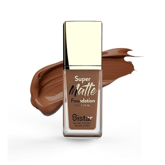 Sistar Super Matte Foundation Perfecting Liquid Foundation Full Coverage Control Shine Weightless Longwearing 30 mL / 1 fl. oz. (Sienna)-VivaGrace Women