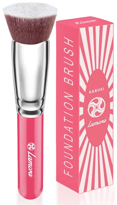 LAMORA Foundation Brush for Liquid Makeup - Kabuki Face Brush for Cream, Powder, Blush, and Concealer - Flat Top Blending, Buffing, Stippling Brush-VivaGrace Women