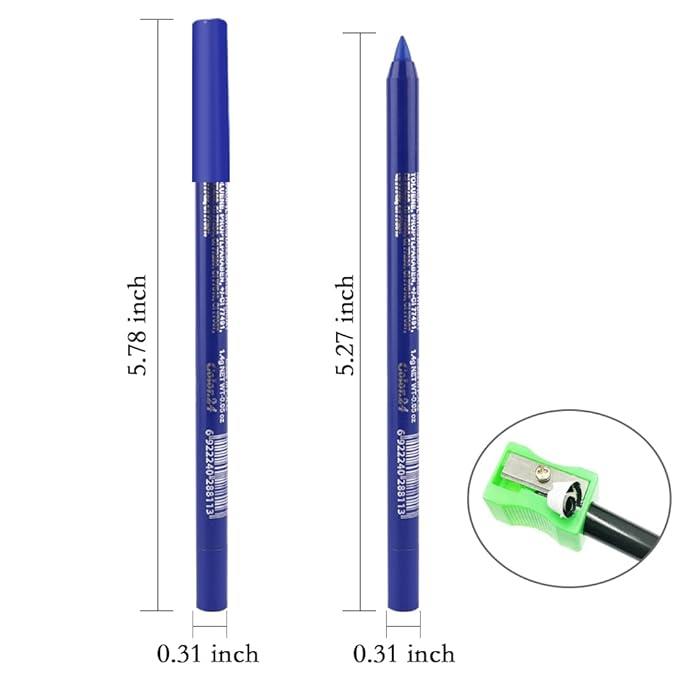 evpct Ruby Blue Gel Eyeliner Pencil for Women Waterline Waterproof Smudge Proof Eye Makeup Liners, Blue Mascara Eye Liner Gel Liner Eyeliner with Sharpener delineador de ojos contra el agua 24