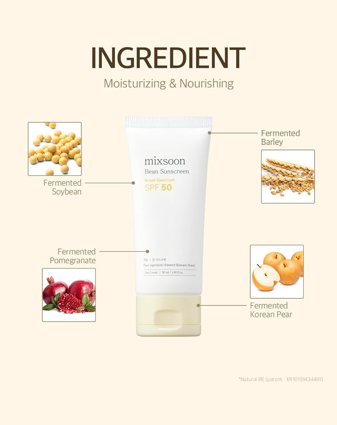 mixsoon Bean Sunscreen 1.69 Fl. Oz. / 50ml SPF 50 Airy Texture Type Lightweight No White Cast For Face Korean Glass Skin Care-VivaGrace Women
