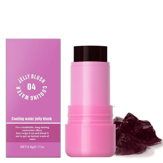 Jelly Cooling Blush Stick, Milk Water Tint, Clear Glossy Long Lasting Sheer Lip & Cheek Stain, Waterproof Light Non-Sticky Buildable Watercolor Finish-Vegan, Cruelty Free (#4 berry, 0.17oz)-VivaGrace Women