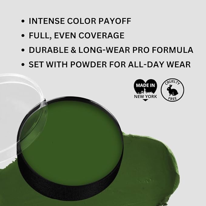 Mehron Makeup Color Cups | Stage, Foundation, Face Paint, Body Paint, Halloween | Face Paint Makeup | Greasepaint .5 oz (14 g) (Green)-VivaGrace Women