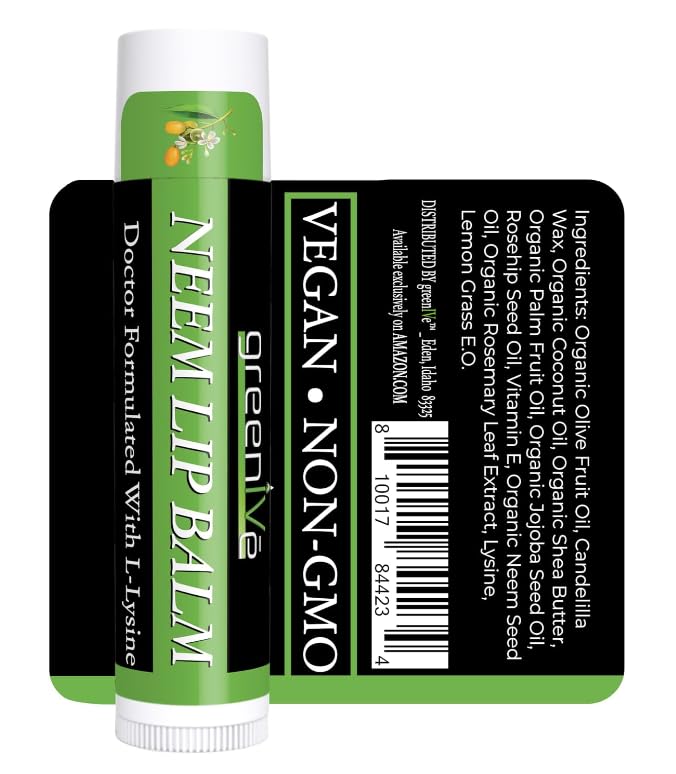 GreenIVe Neem Lip Balm, Vegan Lip Moisturizer with L-Lysine, Soothe and Soften (1)-VivaGrace Women