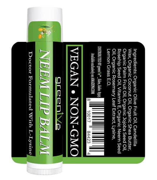 GreenIVe Neem Lip Balm, Vegan Lip Moisturizer with L-Lysine, Soothe and Soften (1)-VivaGrace Women