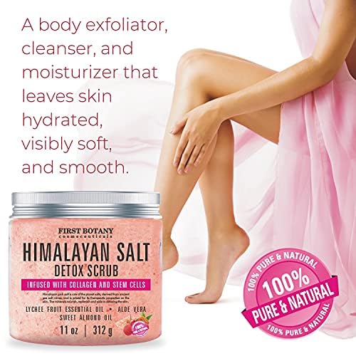 First Botany Himalayan Salt Body Scrub with Collagen & Stem Cells, Natural Exfoliating Salt Scrub Body & Face Souffle (20 oz)-VivaGrace Women