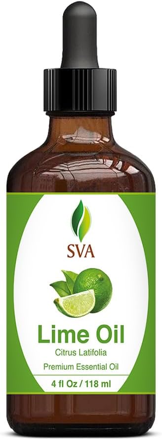 SVA Lime Essential Oil – 4 Fl Oz – 100% Natural Lime Oil - for Diffuser, Hair Care, Face, Skin Care, Aromatherapy, Scalp and Body Massage, Soap and Candle Making - with Dropper-VivaGrace Women