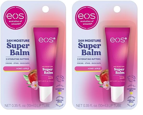 eos 24H Moisture Super Balm- Honey Apple, Lip Mask, Day or Night Lip Treatment, Made for Sensitive Skin, 0.35 fl oz (Pack of 2)-VivaGrace Women