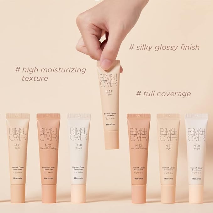 Hanskin New Blemish Cover Full Coverage Concealer, Semi Matte Creamy Formula, Flawless Finish, Korean Cosmetic [Natural/12g]-VivaGrace Women