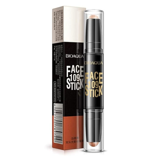 BIOAQUA Play 109 Face Stick Contour Duo 2 in 1 Highlighter Pencil (#02 IVORY WHITE / LIGHT COFFEE)-VivaGrace Women