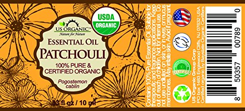 US Organic 100% Pure Patchouli Essential Oil - USDA Certified Organic, Steam Distilled - W/Euro droppers (More Size Variations Available) (10 ml / .33 fl oz)-VivaGrace Women