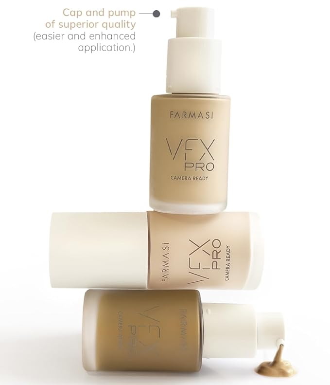 FARMASi Vfx Pro Foundation, Full Coverage Liquid Cream, Lightweight Long Lasting Coverage, Breathable Skin Moisturizer with Color True Matte Blending, Face Makeup, 1 fl. oz / 30 ml - Cool Medium 06-VivaGrace Women