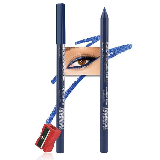evpct Pearl Blue Gel Eyeliner Pencil for Women Waterline Waterproof Smudge Proof Eye Makeup Liners, Blue Mascara Eye Liner Gel Liner Eyeliner with Sharpener delineador de ojos contra el agua 07