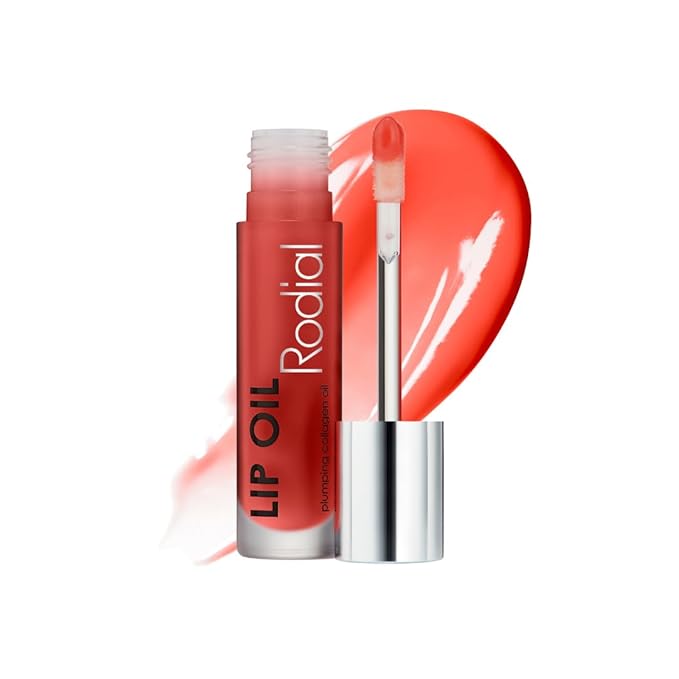 Rodial Plumping Collagen Lip Oil Sugar Coral 0.13fl.oz, Vegan Collagen-Infused Lip Oil with Macadamia and Jojoba Oil, Deep Hydration for Fuller-Looking Pout, Ultra-Nourishing Formula for Silky Lips-VivaGrace Women