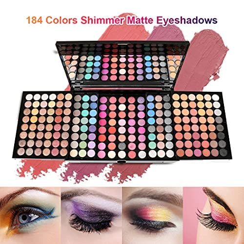 194 Colors Pink Cosmetic Make up Palette Set Kit with Eyeshadow Blusher Eyebrow Powder Face Concealer,All-in-One High Pigment Powder Pallet Kit with Mirror, Applicators-VivaGrace Women