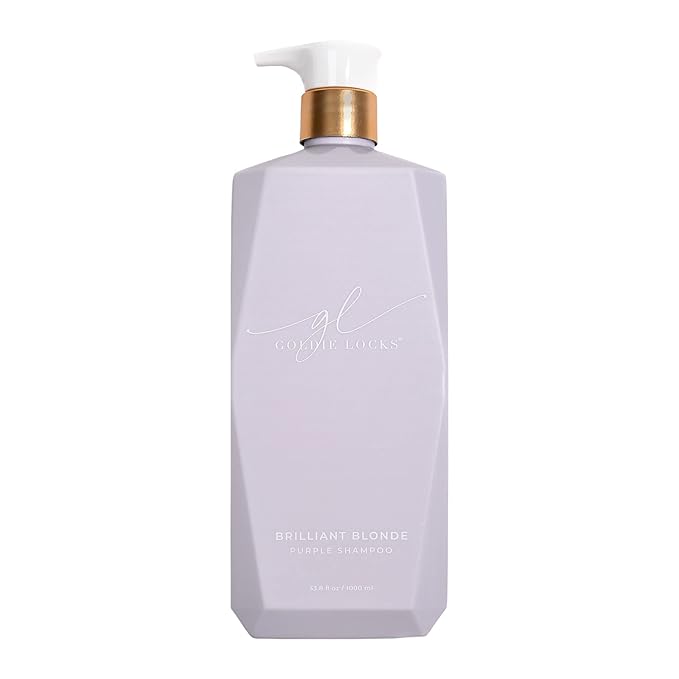 Goldie Locks Brilliant Blonde Purple Shampoo for Blonde, Lightened, Grey Hair, Extensions, Significantly Brightens, Tones, Eliminates Brass, Sulfate-Free, Nourishing, Moisturizing Leave-In, 33.8 Fl Oz-VivaGrace Women