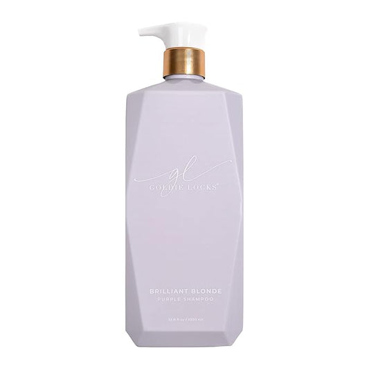 Goldie Locks Brilliant Blonde Purple Shampoo for Blonde, Lightened, Grey Hair, Extensions, Significantly Brightens, Tones, Eliminates Brass, Sulfate-Free, Nourishing, Moisturizing Leave-In, 33.8 Fl Oz-VivaGrace Women