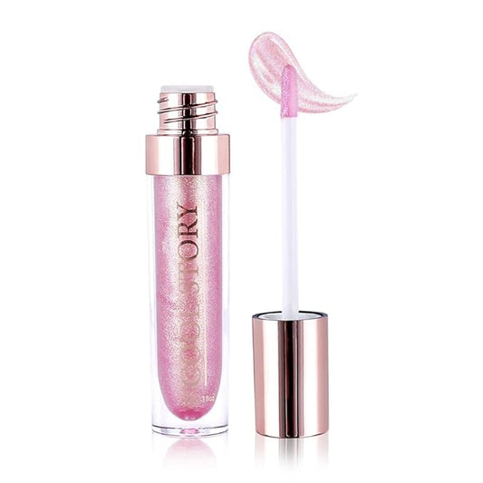 GECOMO Colorful Explosive Pearlescent Lip Gloss 3D Multifunctional Fine Glitter Chameleon Lip Gloss Polarized Diamond Makeup, Magic Big Brush Color Changing Lip Oil(102# GOLD GLITTER)-VivaGrace Women