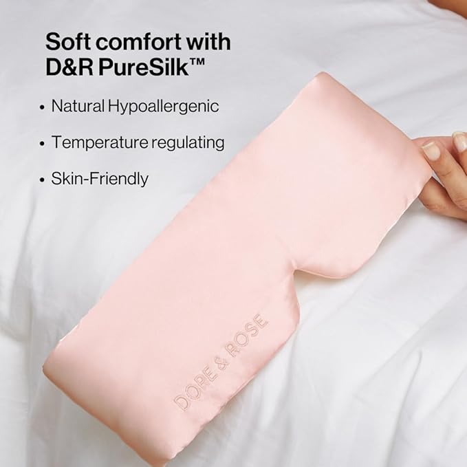 Dore & Rose Deep Sleep Mask Light Blocking, 23 Momme Mulberry Silk Eye Mask, Ultra Soft, Adjustable - Travel Sleeping Mask for Men & Women - Pink-VivaGrace Women
