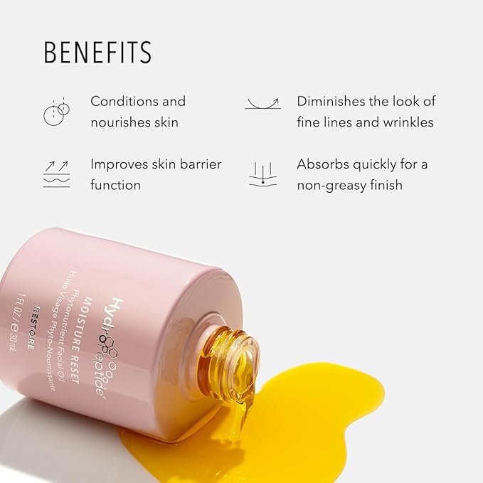 HydroPeptide Moisture Reset, Phytonutrient Facial Oil, Hydrate and Enrich Skin, Improves Skin Barrier Function, 1 Ounce-VivaGrace Women