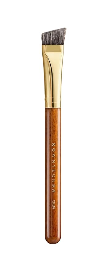 Desert Oak Series Flat Angled Eyebrow Brush - Straight Edge Design for Natural Hair-Like Strokes, 50% Weasel & Goat Hair Blend, Ebana Handle & Brass Ferrule (CM 167)-VivaGrace Women