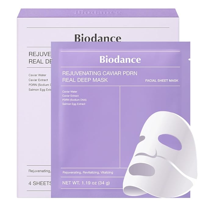 BIODANCE Rejuvenating Caviar PDRN Real Deep Mask, Overnight Hydrogel Mask, Skin Firming & Radiance Boost, Enhancing Recovery for All Skin Types, Korean Skincare | 1.19oz(34g) x 4ea-VivaGrace Women