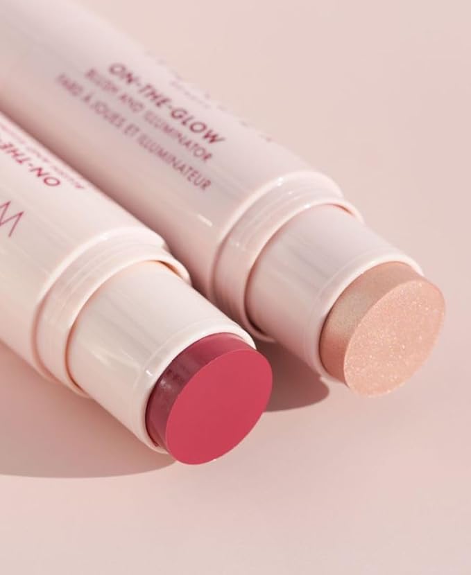 Wander Beauty On-the-Glow Blush and Illuminator - Strawberry Fields/Nude Glow - 7-in-1 Hydrating Cream Blush & Highlighting Stick - Stick Blush for Cheeks, Lip, & Body- Highlighter & Blush - 0.4 oz-VivaGrace Women