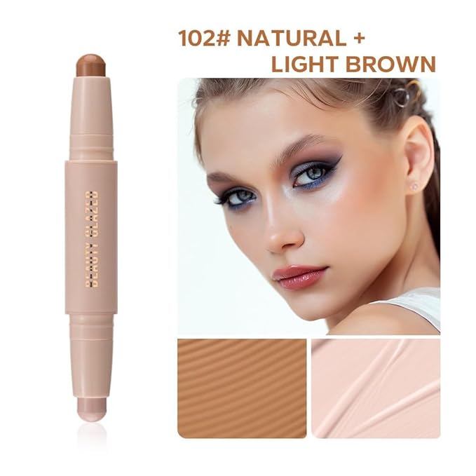 Cream Contour Sticks,Shades with Highlighter & Bronzer,Non-greasy and Waterproof Contouring Pen,Easy to Sculpt the Face and Create a Lightweight Finishing Makeup (02#Bronzer contour and glow sticks)-VivaGrace Women