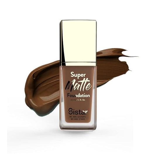 Sistar Super Matte Foundation Perfecting Liquid Foundation Full Coverage Control Shine Weightless Longwearing 30 mL / 1 fl. oz. (Ebony)-VivaGrace Women