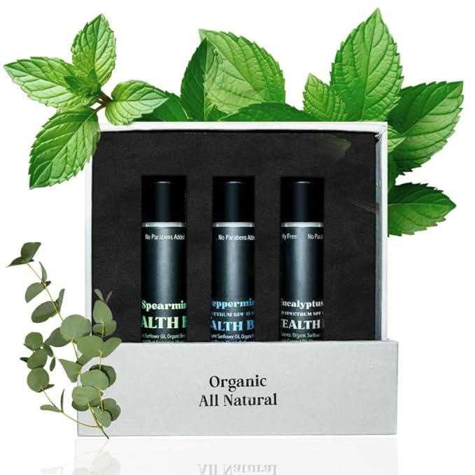 Organic Mint Lip Balm - SPF 15 Sun Protection - Moisturizing Lip Balm - Includes Spearmint, Peppermint, and Eucalyptus Mint Lip Balms - Chapstick to Soothe & Smooth Chapped Lips-VivaGrace Women