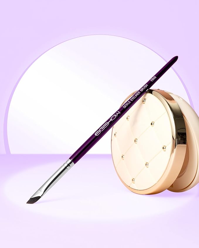 Eyeliner Brush, EIGSHOW Sickle Angled Gel Eyeliner Makeup Brush for Precise Eye Liner, Eyebrow, Eyelid with Ultra Thin Vegan Bristles (E865 Purple)-VivaGrace Women
