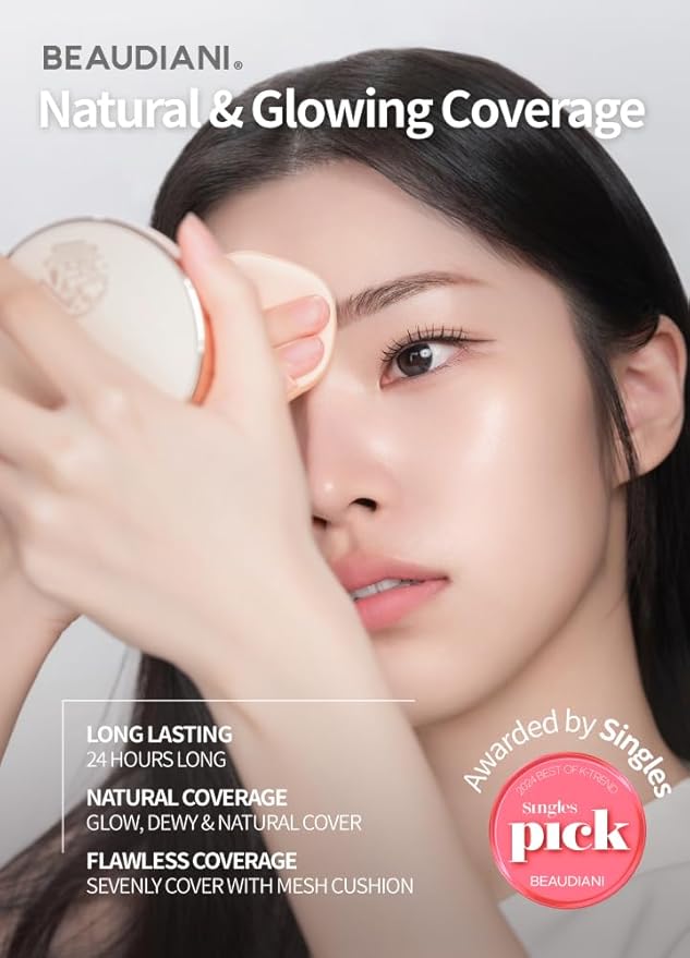 Mesh tight up cushion foundation 03, medium beige, Korean compact foundation, natural coverage, glow, sweat proof makeup, long lasting, all skin type-VivaGrace Women