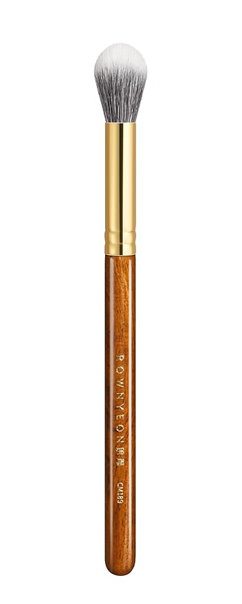 Desert Oak Series Dual Wool Highlighter Brush - Round Dome Goat Hair for Targeted Glow, Powder/Cream Highlight, Bubinga Handle (CM 189)-VivaGrace Women