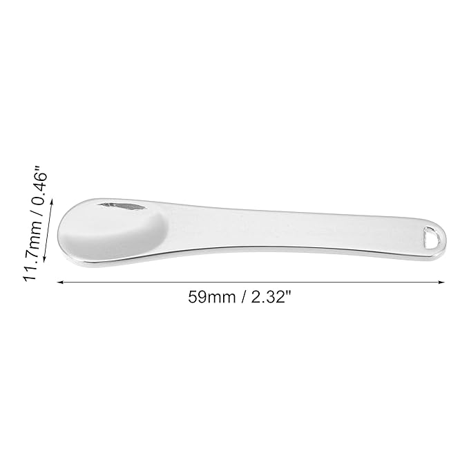 VOCOSTE 4 Pcs Makeup Spatula Mini Spoon, Eye Cream Massage Sticks Beauty Scoop, for Facial Cosmetic Face Cream, Zinc Alloy 2.32"x0.46", Silver Tone-VivaGrace Women