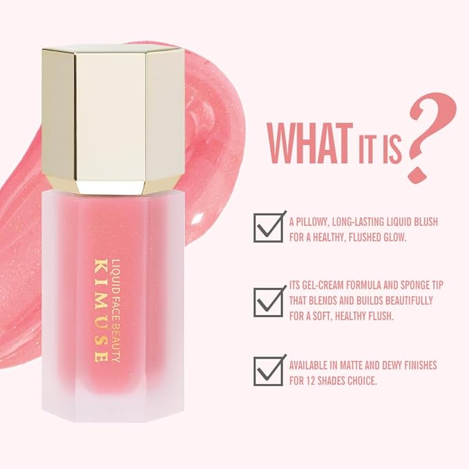 KIMUSE Soft Cream Blush Makeup, Liquid Blush for Cheeks, Weightless, Long-Wearing, Smudge Proof, Natural-Looking, Dewy Finish-VivaGrace Women
