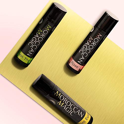Moroccan Magic Organic Lip Balm Variety Pack Gift Set | Natural Argan and Essential Oils | Quality Smooth Application | Non-Toxic Cruelty Free | Rose, Peppermint Eucalyptus, Lemon Thyme | 3 Pack-VivaGrace Women