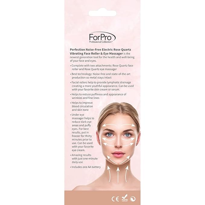 ForPro Professional Collection Electric Face Roller & Eye Massager, 2 in 1 Vibrating Skin Care Tool, Rose Quartz-VivaGrace Women
