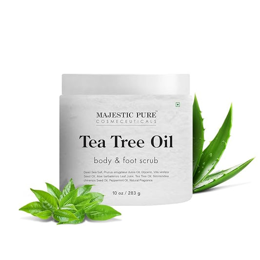MAJESTIC PURE Tea Tree Foot & Body Scrub with Tea Tree Oil, Exfoliating Salt Scrub to Exfoliate & Moisturize Skin, Deep Cleansing - 10 oz-VivaGrace Women