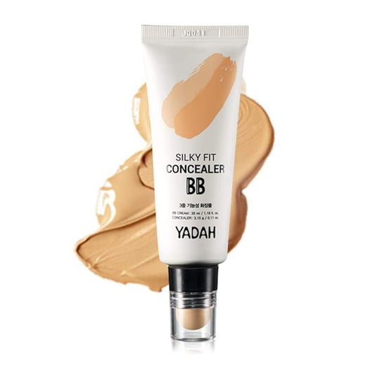 YADAH Silky Fit Concealer BB Cream (23 Natural Beige, 1.18fl oz) - 2-in-1 Korean Makeup for Flawless Skin, Tinted Moisturizer for Blemish Cover. Long-Lasting, All-Day Wear.-VivaGrace Women