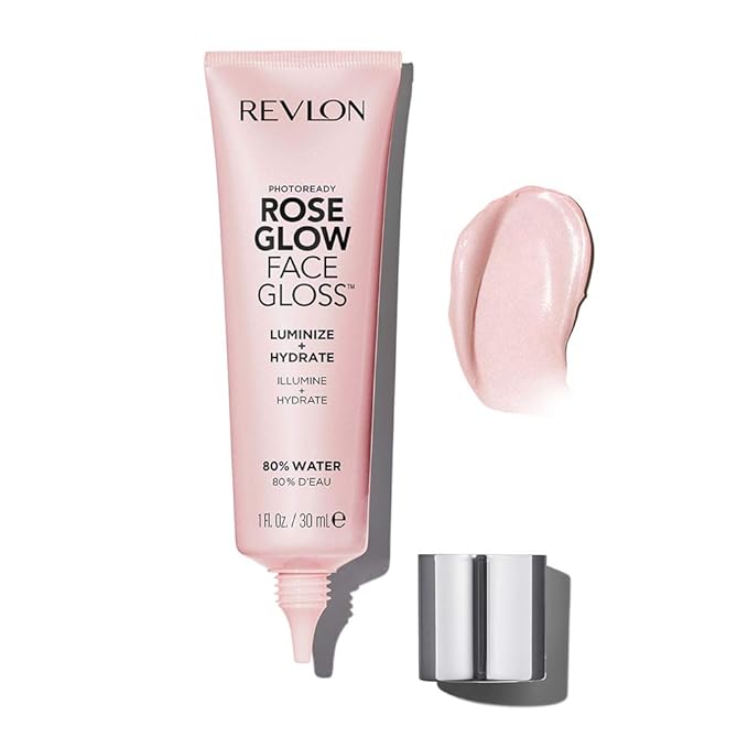 Revlon Face Primer, PhotoReady Face Gloss Rose Glow, Face Makeup for All Skin Types, Hydrates, Illuminates & Moisturizes, Infused with Glycerin & Olive Oil Extract, 80% Water, 1 Fl Oz-VivaGrace Women