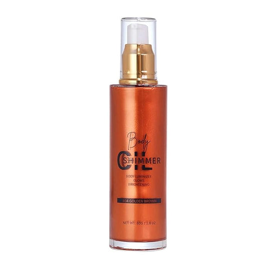 Shimmer Body Luminizer 5 Color Waterproof Smooth Face Body Glow Illuminator Non-sticky Liquid Body Highlight Illuminator for Face & Body & Leg (80 ML, 04 Golden Brown)-VivaGrace Women