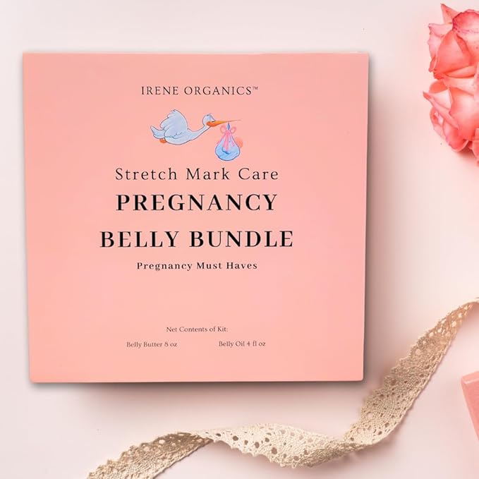 Belly Bundle by Irene Organics - Organic Belly Butter and Oil for Pregnancy Stretch Mark Prevention and Treatment - Award Winning Skincare For Pregnancy and Postpartum - Mother's Day Gift Set (Large)-VivaGrace Women