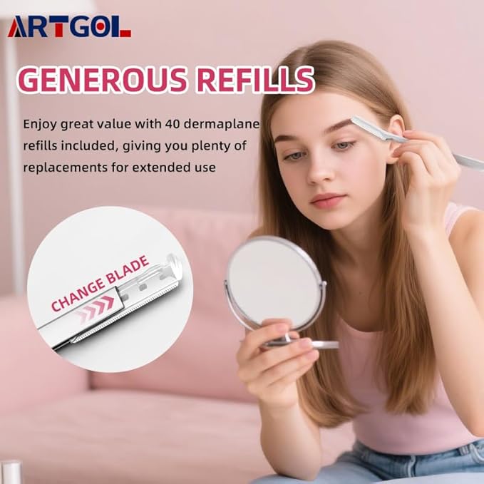 40 Count Facial Razor Replacement Blades Be suitable for Twee zerman Stainless steel blade-VivaGrace Women