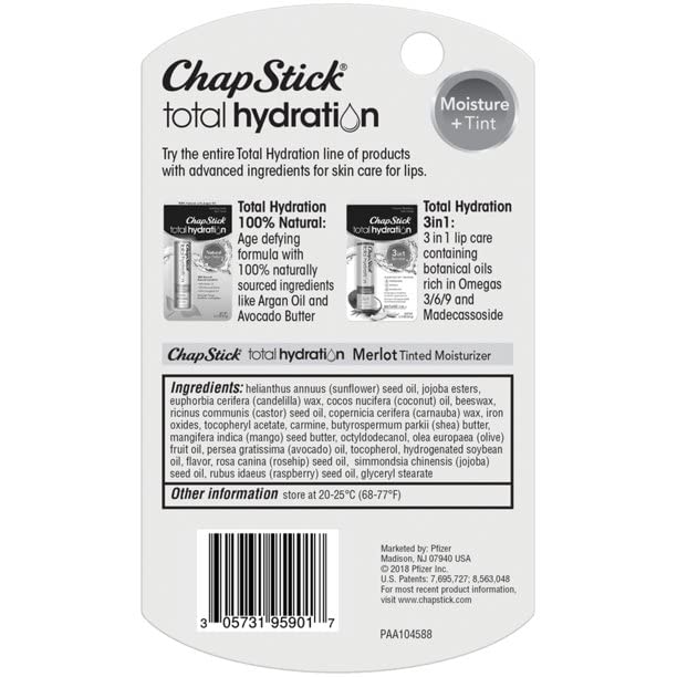 ChapStick Total Hydration Merlot 0.12 oz (Pack of 3)-VivaGrace Women
