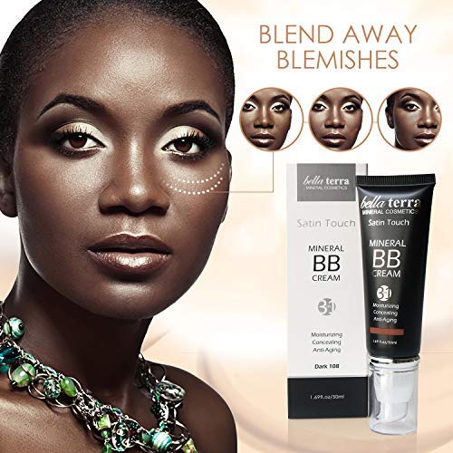 Bellaterra Cosmetics BB Cream - Tinted Moisturizer & Mineral Foundation, Hypoallergenic, Buildable Coverage, Oil-Free, Non-Comedogenic, Vegan, 1.69oz, Dark 108-VivaGrace Women