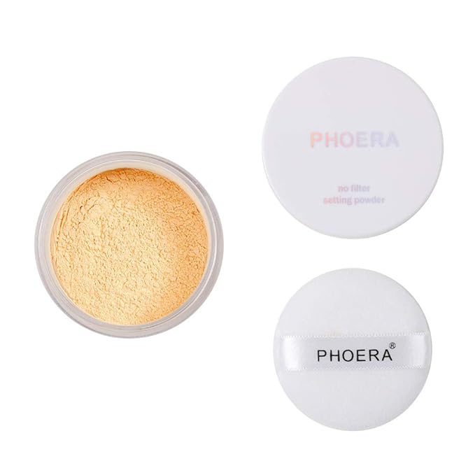 PHOERA Setting Powder Controls Oil,Setting Powder Makeup Light,Loose Powder Makeup Coverage,Loose Setting Powder Mini,0.17oz (03#BANANA)-VivaGrace Women