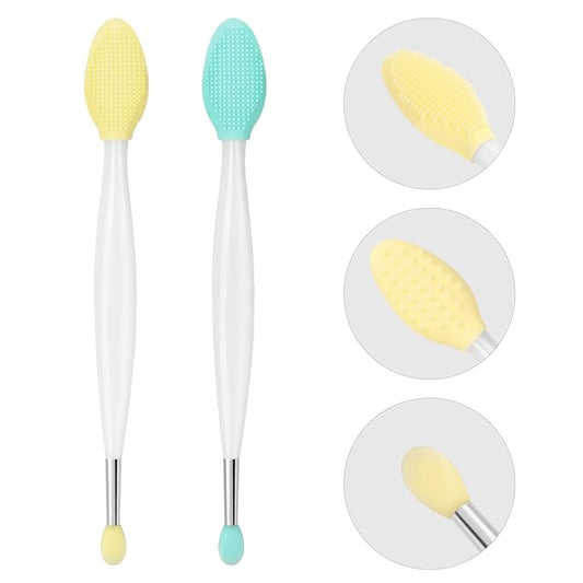 Unaone Lip Scrub Brush - 3 PCS Dual-ended Lip Scrubber Exfoliator and Silicone Lip Brush, 3-in-1 Silicone Lip Scrub Tool Lip Mask Applicator, Gentle Exfoliator & Applicator for Soft-VivaGrace Women