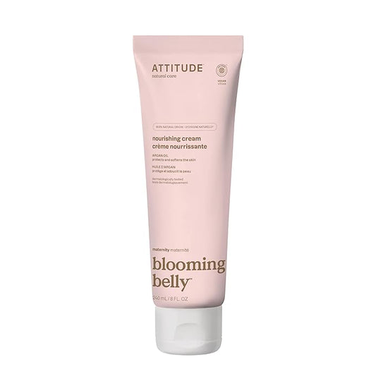 ATTITUDE Pregnancy Nourishing Body Cream, EWG Verified, Dermatologically Tested, Plant and Mineral-Based, Vegan Maternity Products, Argan Oil, 8 Fl Oz